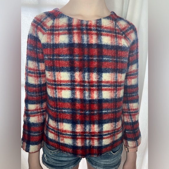 Madewell Wool w/ Pockets! Plaid Sweater XS - Picture 4 of 7